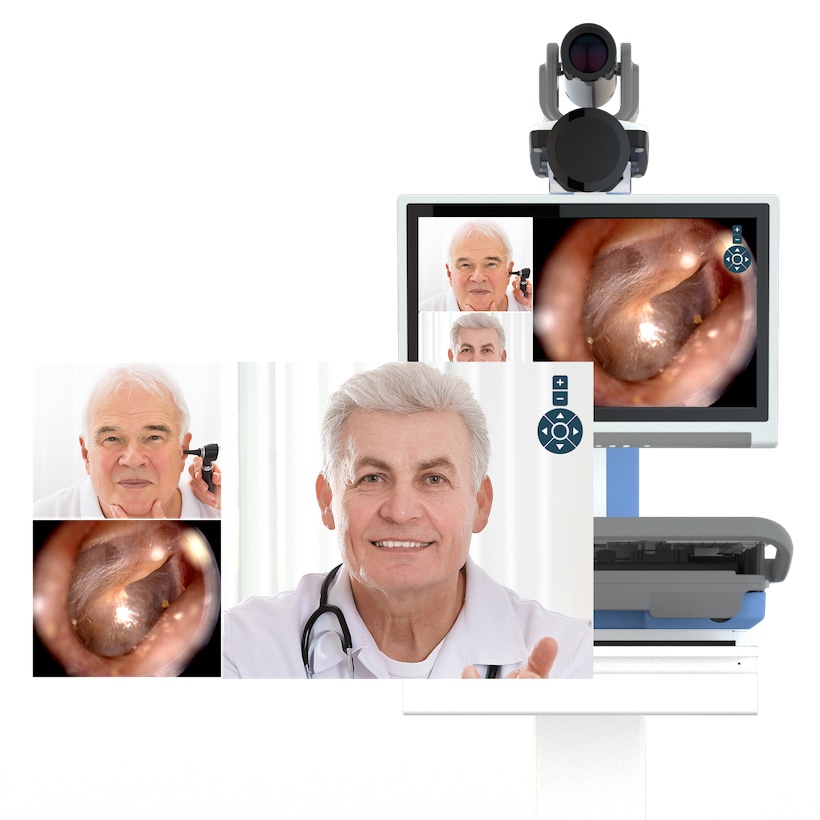 Telehealth/Telemedicine solution including AMiS-72 Telehealth Cart, Horus Scope and Medical Video Conferencing Software